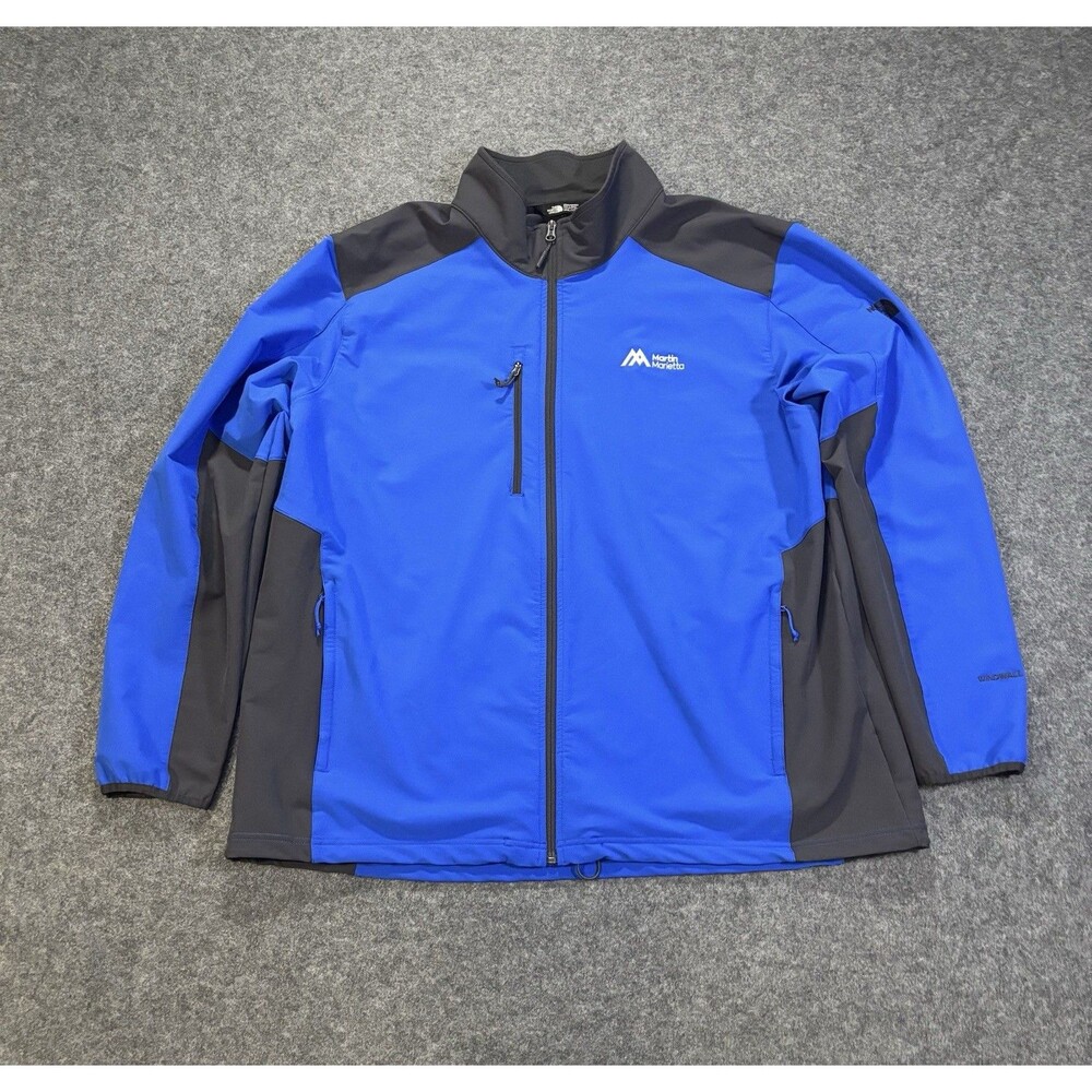 The North Face Jacket Mens 3XL Softshell Full Zip Windwall Logo Blue